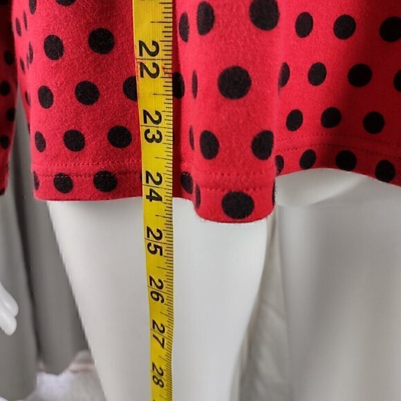 Kim Rogers Womens 100% Cotton Red And Black Polka Dot Pullover Shirt. Size XL - Picture 6 of 12